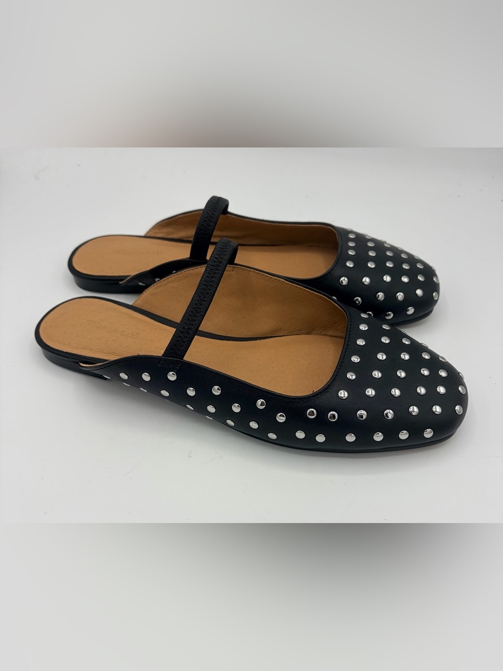 Madewell the Greta ballet flat mule black studded leather women’s sz 8